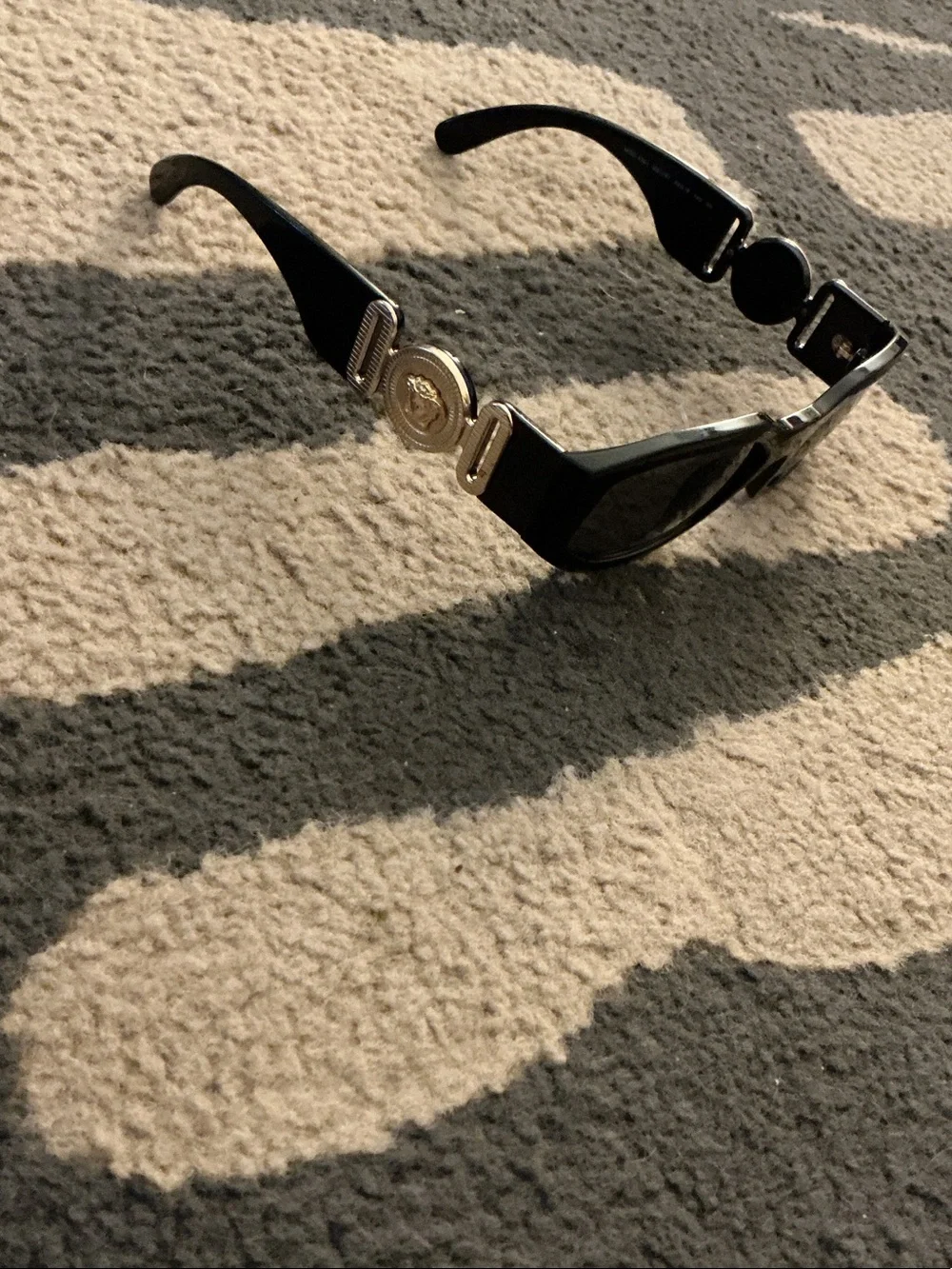 Versace Black Sunglasses with Gold Medallion Temples - Picture 1 of 4